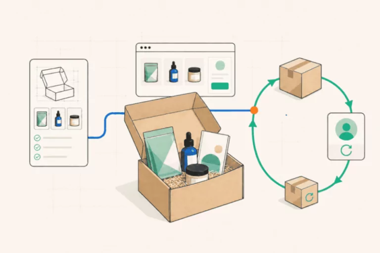 Subscription box business journey from storefront and products to recurring delivery and customer renewal
